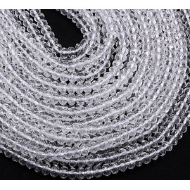 Pack of 120 Czech Bohemian Crystal Beads, 4 mm, Czech Beads, CZ Faceted Rondelle Beads, Glass Beads, 1 Strand (Clear Crystal)