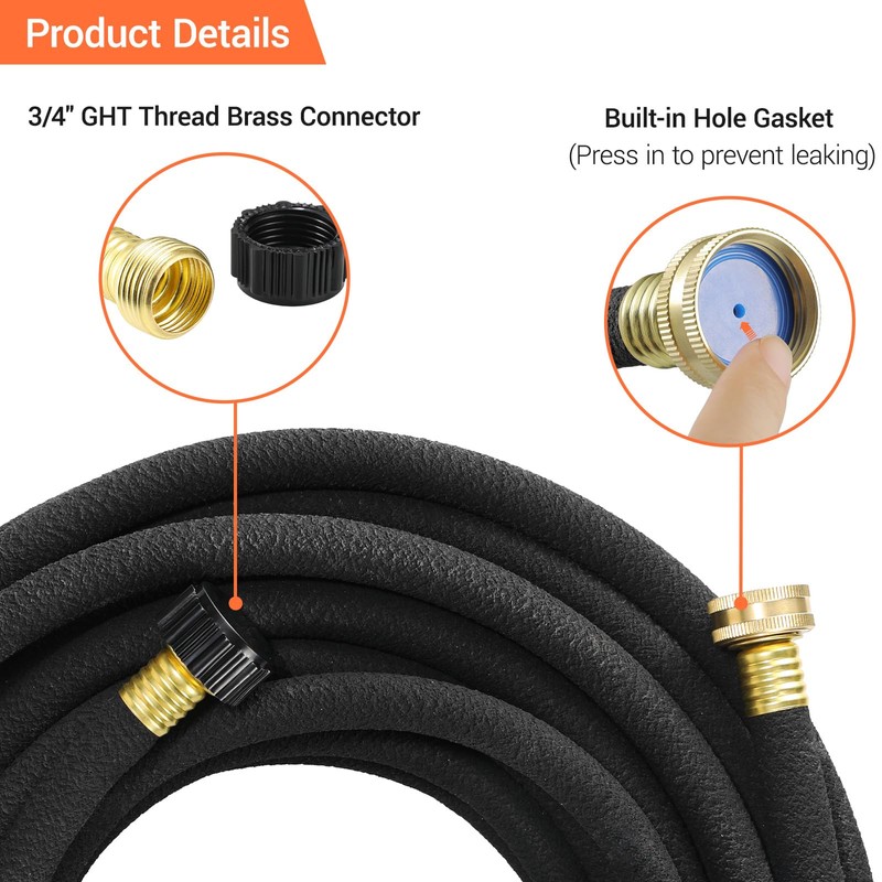 MAMIZO Soaker Hose 100 ft 1/2", Solid Brass Connectors,Heavy Duty