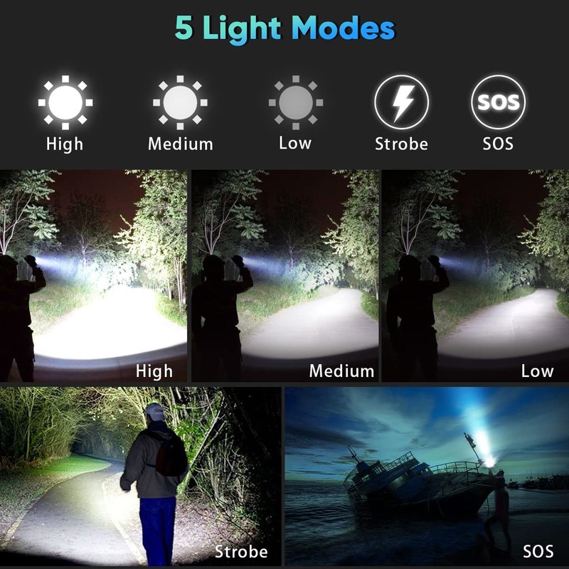 Small Flashlight USB Rechargeable 5 Modes 1000LM Waterproof Compact Mini