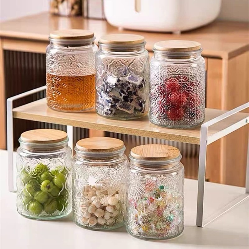 ANSQU Vintage Glass Jars Set Canister Airtight Storage Jar Container
