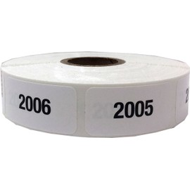 White with Black 2001-3000 Consecutive Number Stickers,19 mm x 38 mm 3/4 Inch x 1 1/2 Inch Wide, 1 Label per Number, 1000 Total Labels