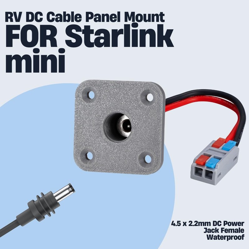 RV DC Cable Panel Mount for Starlink mini, 5.5 x