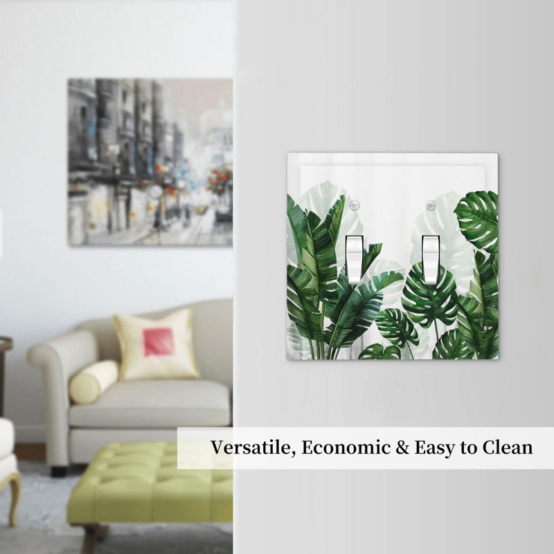 Tropical Green Plant Leaf Palm Tree 2 Gang Light Switch