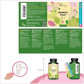 Brewer's Yeast 2500 mg | With Biotin for Healthy Skin, Hair and Nails | 100% Natural No Additives | Laboratory Tested | German Production | 120 High Dose Capsules | Vegan | Vegavero®