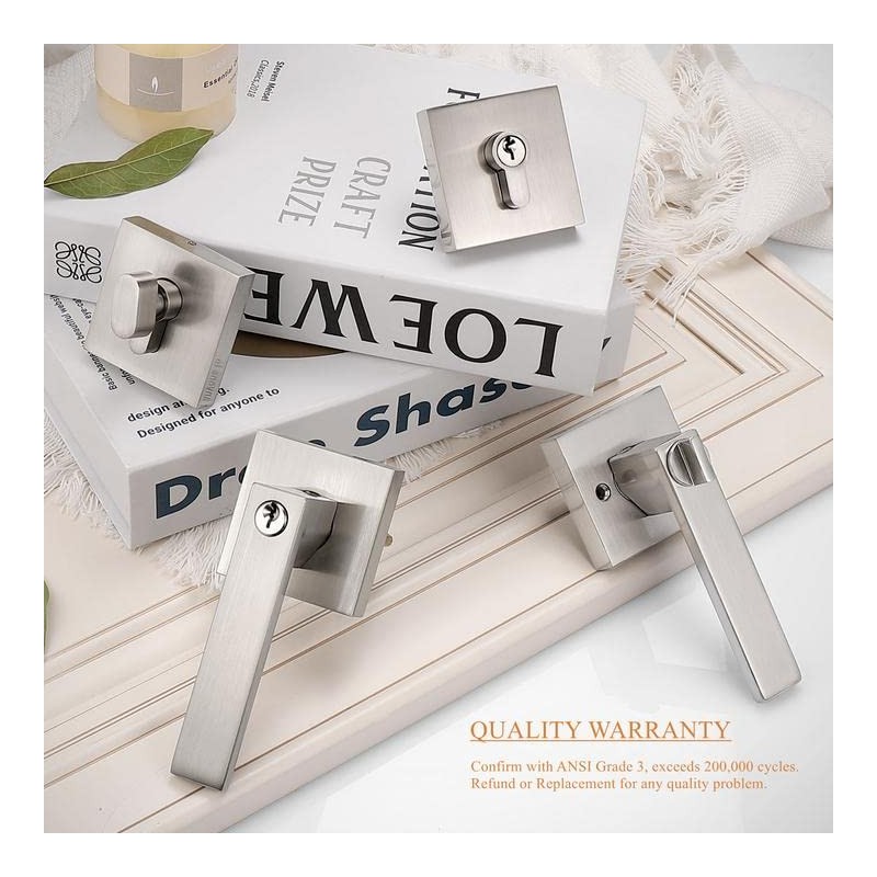 Probrico Square Entry Levers and Single Cylinder Deadbolts Combo Pack,
