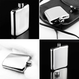 iSavage 6oz Hip Flask Popular Shape 18/8 Stainless Steel Mirrored Finishing with a Funnel- YM116