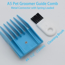 Professional A5 Style Animal Hair Clipper Attachment Guard Guide Cutting Combs 76926-900, Compatible with Oster Classic 76 A5 Andis AG BG Wahl KM Pet Groomers (Blue, #4-1/2")