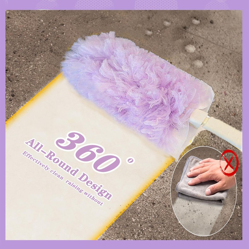 12 PCS Purple Duster Refills, Extendable Microfiber Duster with 1