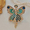 Enchanting Gold - toned Ballerina Fairy Brooch with Turquoise &