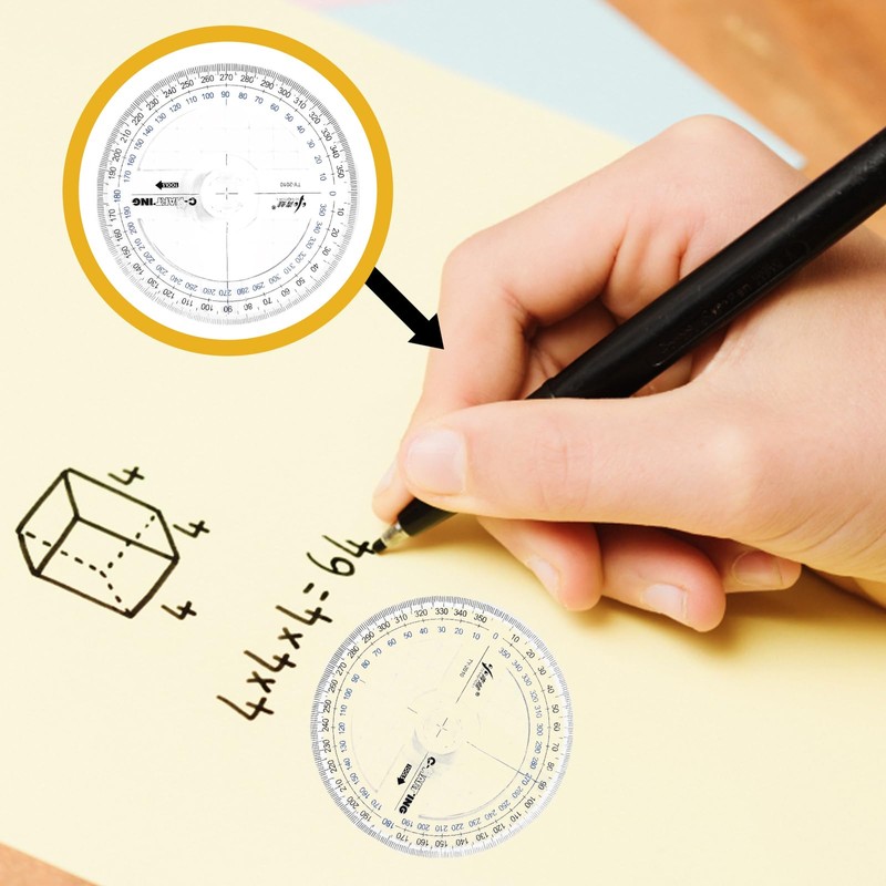 Protractor, 6-Piece 360 Degree Geometry Tool Set, 10cm Diameter Protractors