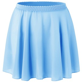 Deesorxin Ballet Skirt for Girls Pull On Dance Wrap Skirt Elastic Sheer Dance Costumes for Toddler Girls Teen Blue L