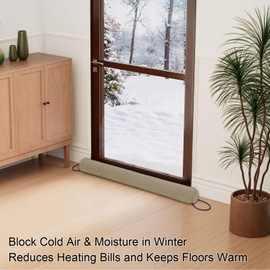 hyha 2 Packs 36 Inch Door Draft Stopper, Blocks Hot Cold Air with Removable Washable Cover, Gaps Up to 3 Inch, All-Season Noise and Wind Seal, Under Draft Stopper for Bottom of Door Window, Taupe