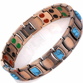 Turquoise Copper Magnetic Bracelet Vtg Silver Finish Mens - Color: Vtg. Silver