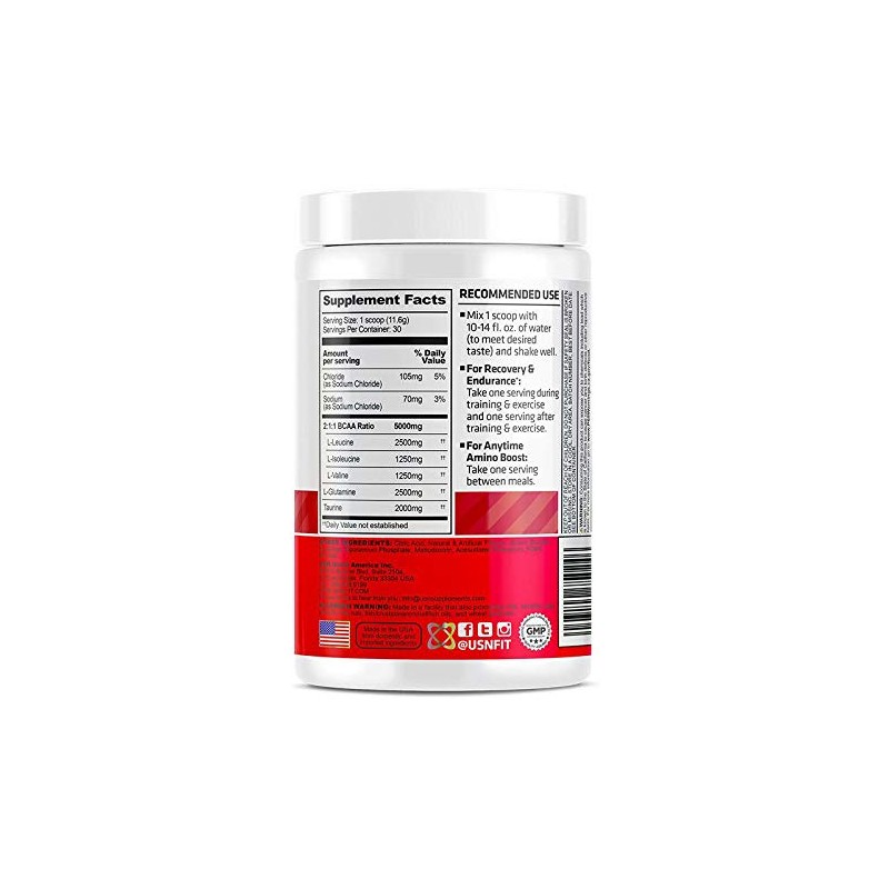 USN Suplementos BCAA Amino Suplemento, ponche de frutas, 11 onzas