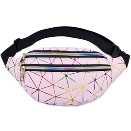 Bum Bag Women's Elegant Waist Bag Waterproof PU Leather Belt Bag Multifunctional Running Belt for Everyday Festival Running Travel Party Hiking Travel Holiday, pink, Elegant