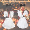 egniFurn Adjustable White Frilly Maid Costume Apron Set With Pocket,