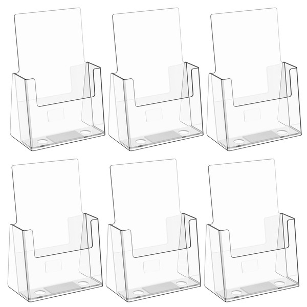MaxGear Acrylic Brochure Holder 6 x 9 Inches, Clear Literature Holder Acrylic Countertop Organizer Plastic Flyer Display Stand Clear Bi-fold Magazine Holder for Pamphlet, Booklet, Menu, 6 Pack