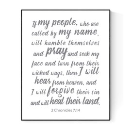 2 Chronicles 7:14 (Grey) Art Poster | My People | Bible Verse Print (8x10)