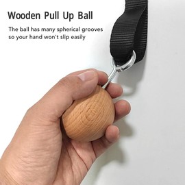 RiToEasysports Wooden Pull Up Balls Climbing Pull Up Power Ball Grab Handles with Straps Non-Slip Handles Strength Trainer Training Device for Bouldering Pull-Up Kettlebells Fitness Workout