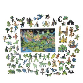 Wooden Puzzle for Adults - Uniquely Shaped Pieces - Made in The USA by FoxSmartBox - 454 Pieces - The Land of Make Believe
