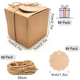 Brown Kraft Small Gift Boxes - Small Cardboard Present Boxes with Lids for Wedding Birthday Christmas Party