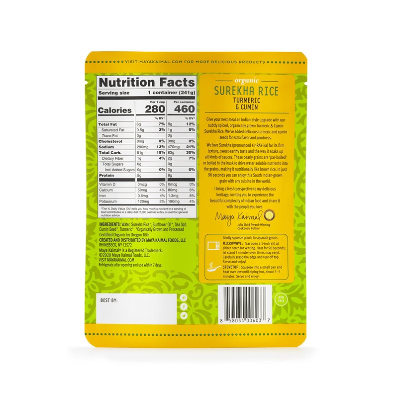 Maya Kaimal Foods - Organic Indian Everyday Rice - Turmeric