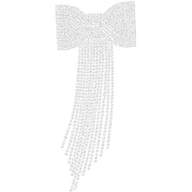 Bridal Tassel Hair Clip Rhinestone Hair Bow Clip Hair Bowknot Spring Hair Barrettes Veils for Brides Hair Bow Bridal Veil Side Clip (Silvery, One size)