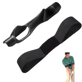 Golf Grip Trainer Club Grips Golf Training Aid Set Swing Band, Golf Grips Accessories Golf Swing Trainer Arm Connection Band Golf Trainer Set Black