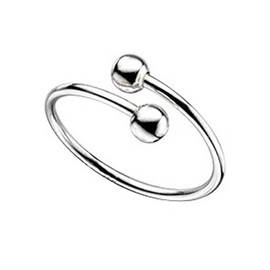 925 Silver Toe Ring Adjustable Twist Spiral with Balls