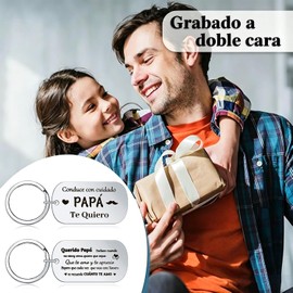 Regalos Para Papa Dia Del Padre,Llaveros Dia Del Padre Regalo para Papá, Llavero con Frases Papa de Acero Inoxidable Plata para Regalo Papá,Ideas Regalos Llaveros para Hombre Abuelo Originales