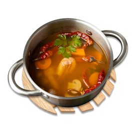 Natural Bamboo Round Trivet 15 x 15 cm Heat Resistant for Pots and Pans Protector Mat for Kitchen Table Non-Slip and Eco-Friendly Design