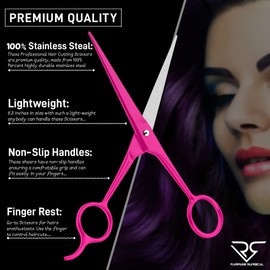 Professional Hairdresser Scissors 6.5" Inch Pink Hair Cutting Shears Japanese Stainless Steel Salon Barber Scissor (Barber Scissors, Japanese, B-4)