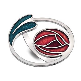 Sea Gems Ladies Rennie Mackintosh Rose and Leaves Design 42MM Round Brooch in Gift Box (Red)