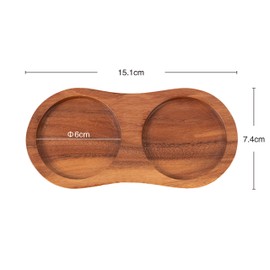 DeroTeno Salt and Pepper Mill Tray, Inner Dia 6 cm, Acacia Wood, Pepper Grinder Rest, Dining Table Protector (Pepper Mill and Salt Mill are not Included)