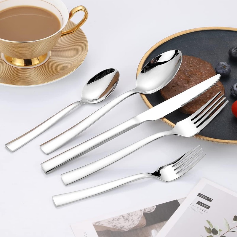 Silverware Set for 2, CXJY 10-Piece Stainless Steel Flatware Cutlery