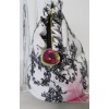 Betsey Johnson Large Cosmetic Bag Makeup Ruffle White Floral Bouquet