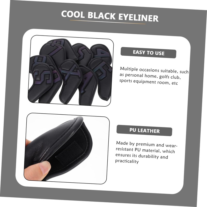 Totority 10Pcs PU Golf Club Head Cover Durable Putter Sleeves