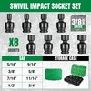 SK 3/8" Drive Universal Swivel Impact Socket Set, SAE Socket