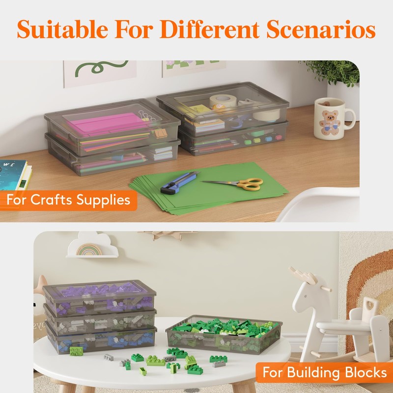 Lifewit 6 Pack Plastic Multi-Purpose Storage Box with Latching Lids,