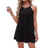 WIHOLL Beach Coverups Women Eyelet Embroidery Casual Vacation Summer Halter Dresses Trendy 2025 Black M