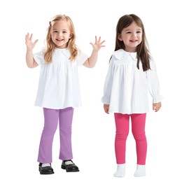 ZUEMET 2 Pack Toddler Girls Flare Pants Baby Cotton Leggings Size 4T Purple+Watermelon Red