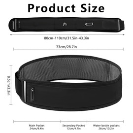 Tatqilo Running Belt, Running Bag with Water Bottle (330ml) and 3 Pockets, Adjustable Elastic Strap, Hydration Belt, Waterproof Running Phone Waist Pack for Women, Men, Jogging, Marathon, Cycling