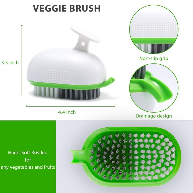 Lumkew Vegetable Brush Scrubber Drainable,Potato Mushroom Scrubber Brushes foodss Veggie