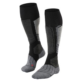 FALKE Men's SK1 Ski Socks, Merino Wool Silk, Knee High, Heavy Cushion, Breathable Quick Dry, Winter Athletic Sock, Black (Black-Mix 3010), 12.5-13.5, 1 Pair