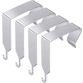 Funrous Over The Door Hook Panel Wall Metal Cubicle Picture Over Door Hanger for Clothing Mirror Hooks Office Cubicle Whiteboard Hanger(Silver,4 Pieces)