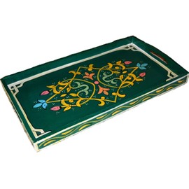 Tea Serving & Glasses Moroccan Wood Tray Hand Made Medium