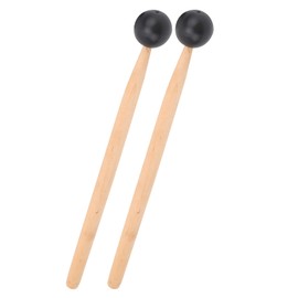 Pack of 2 Essential Drumsticks, Rubber Drumsticks with Round Head, Wooden Handle, Hammer Percussion Accessories for Beginners Learning Percussion