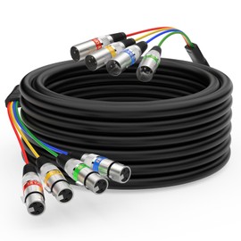 EBXYA 50Ft 4 Channel XLR Snake Cable - 4 Colored XLR Male to Female Snake, Recording Snake for Live, Recording, Studios 1 Pack