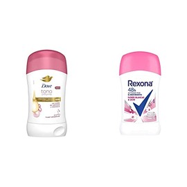 Antitranspirante en Barra DOVE Tono Uniforme Caléndula desodorante para mujer que previene y reduce las manchas* en las axilas, con aceite de caléndula y vitamina E 45 g + Rexona Flores Blancas