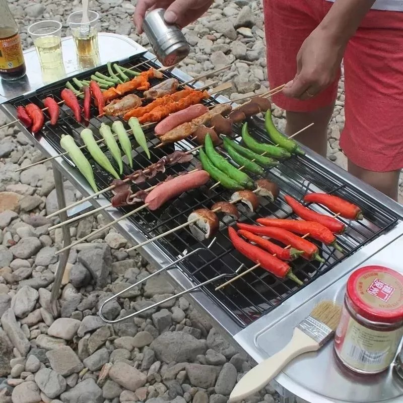cestbella Asador Acero Inoxidable De Plegable Con Bolsa Almacenamiento